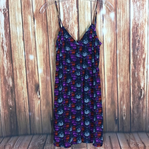 Anthropologie Dresses & Skirts - Anthro Ecote M Kaleidoscope Silk Button Mini Dress